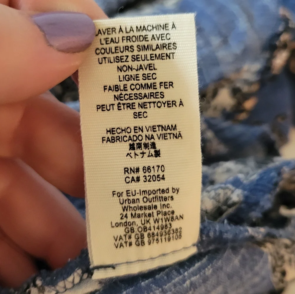 Free People Smooth Talker Tunic Sz M Blue Floral Open Back